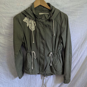 Daughters of Liberation Anthropologie Utility Jacket Green Tie Waist‎ Women's S